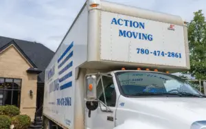 Action Moving truck parked outside residential home